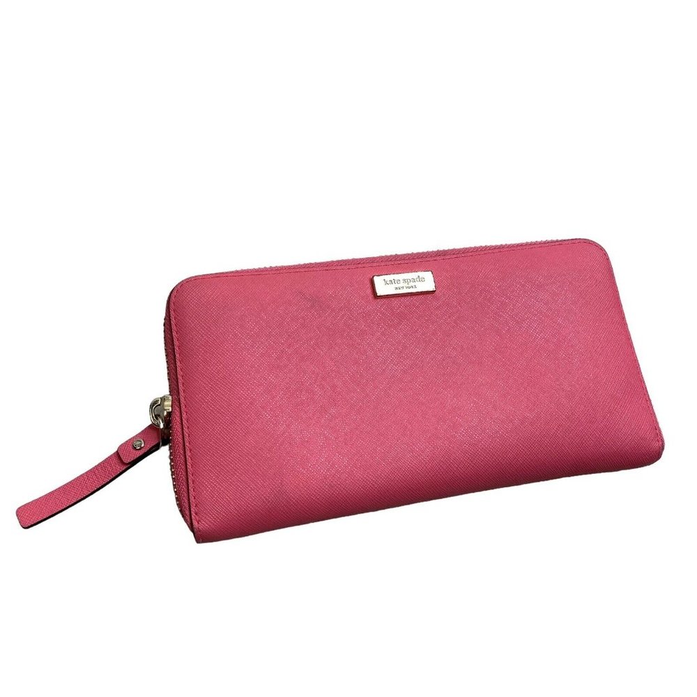 Kate Spade New York Saffiano Leather Zip Around Accordion Phone Wallet Pink - Picture 2 of 8